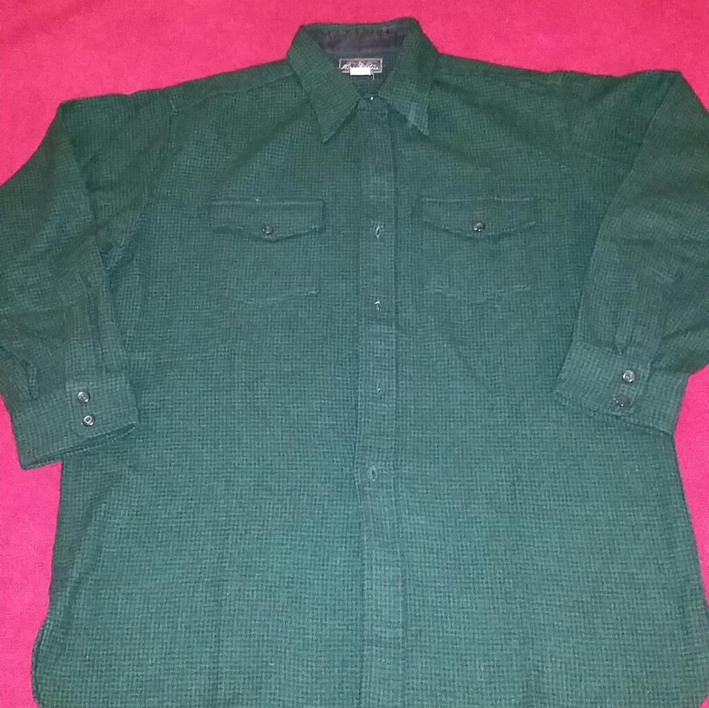 Vintage Wool Houndstooth button Flannel Shirt